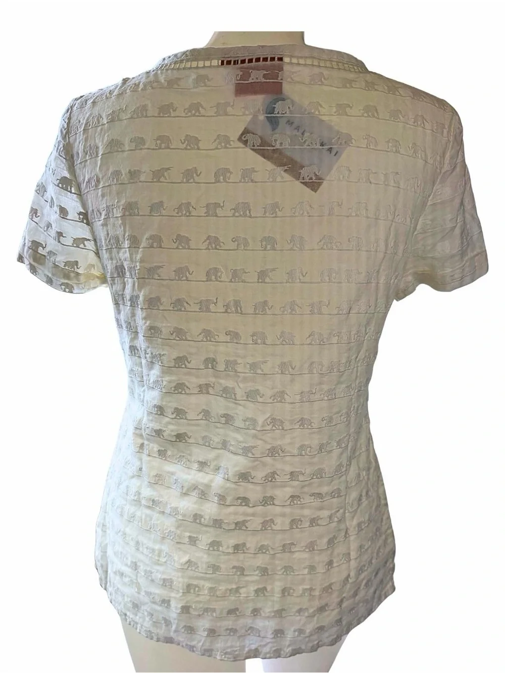 Tory Burch Cream Embroidered Tassel Tie Tunic Top Size 2